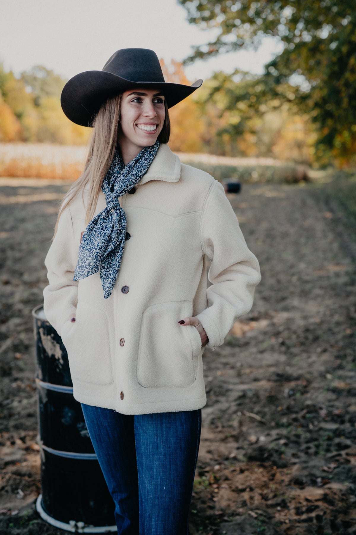 'Hana' Women's Reversible Tobacco Suede Sherpa Jacket by Kimes Ranch