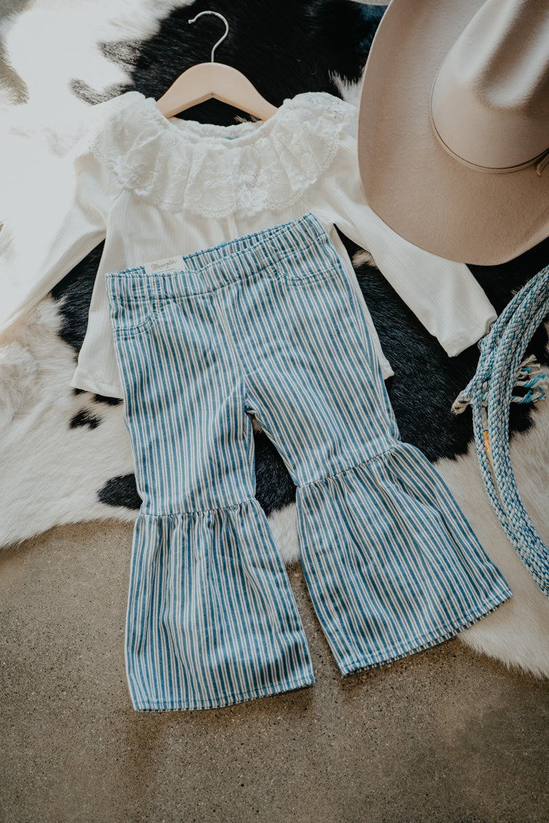 'Jayda' Wrangler Baby Girls Striped Denim Flare Jeans (0-3M to 4T)