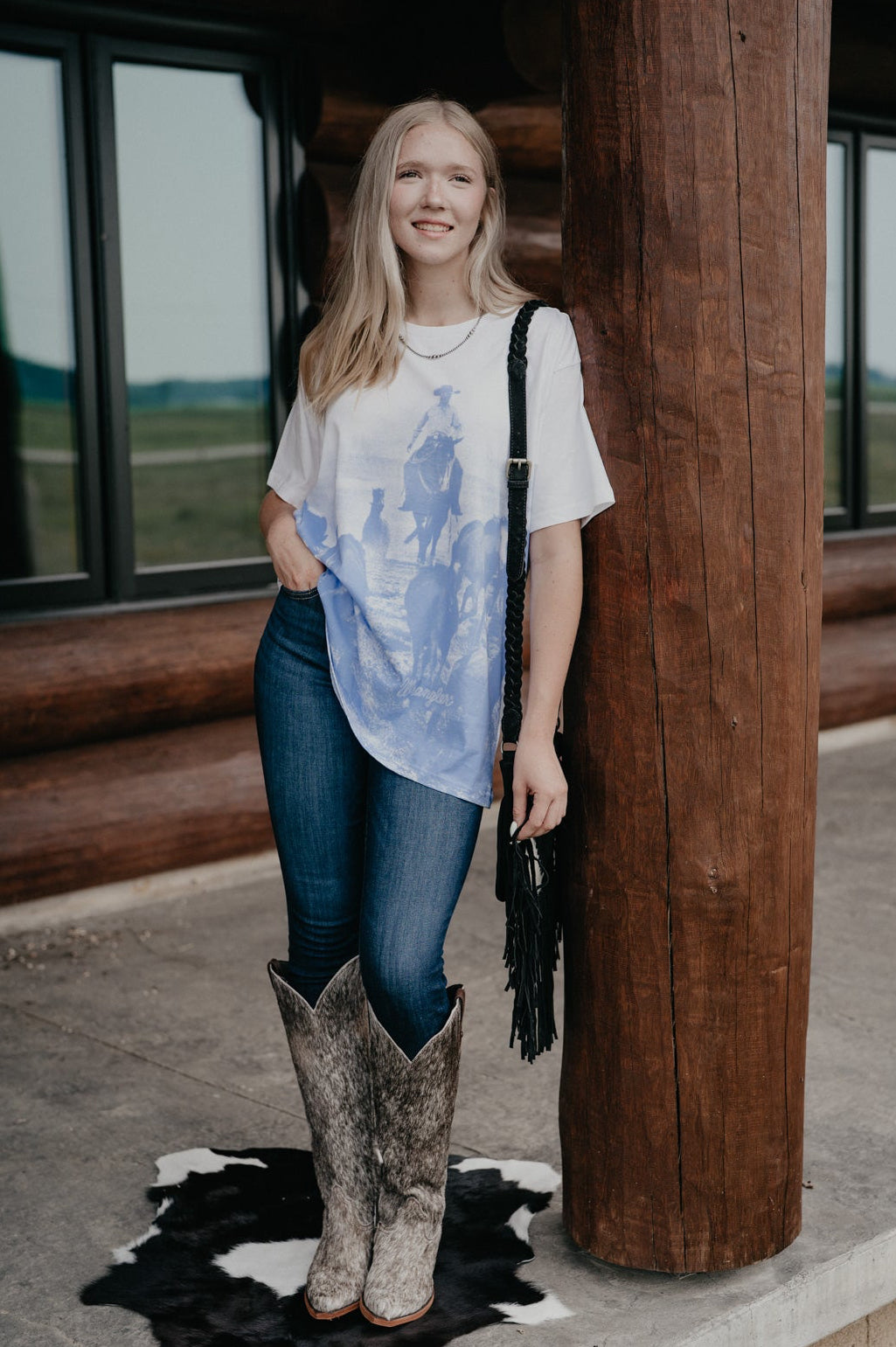 'Rounders' Women's Wrangler Oversized White Tee (XS-XXL)
