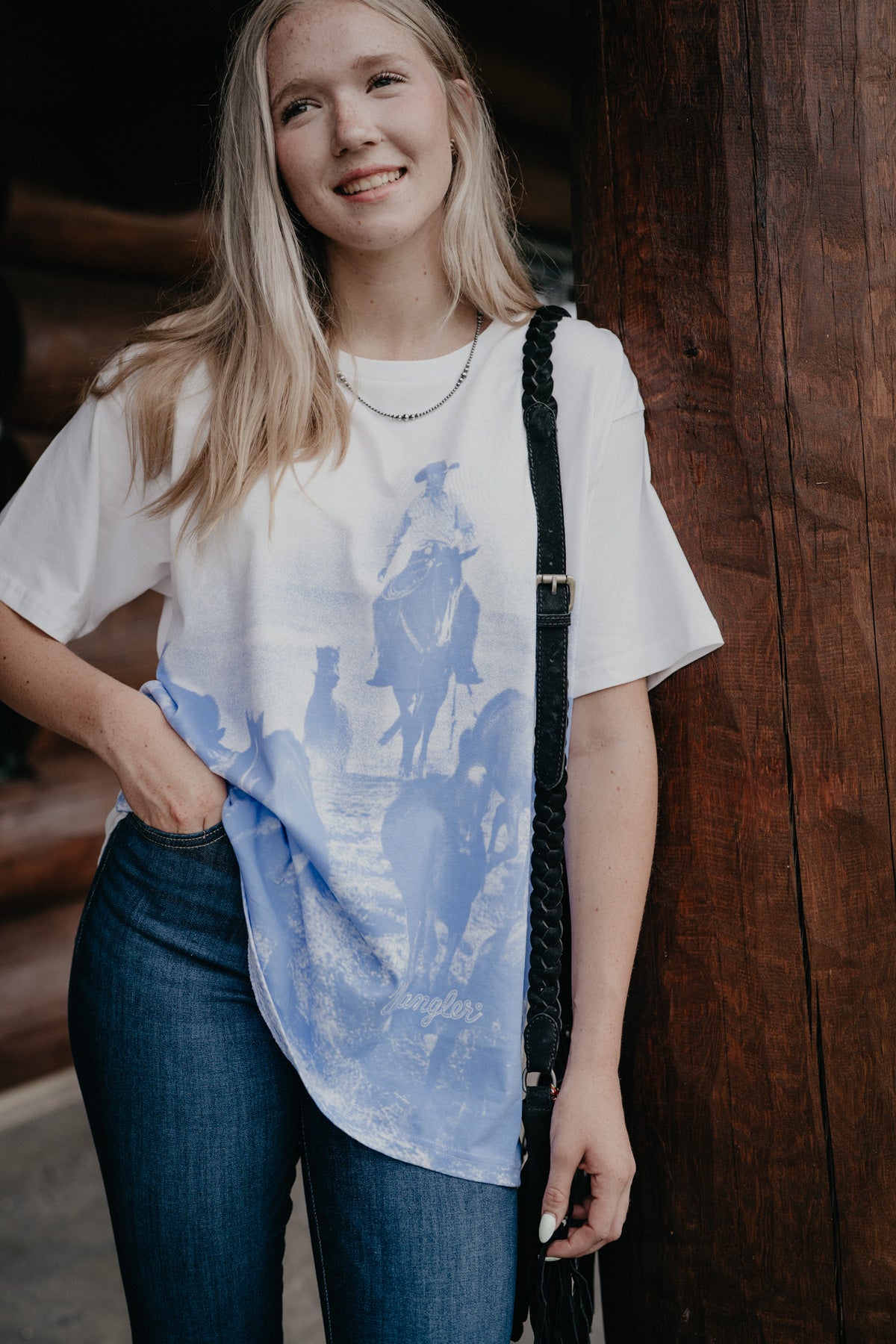 'Rounders' Women's Wrangler Oversized White Tee (XS-XXL)