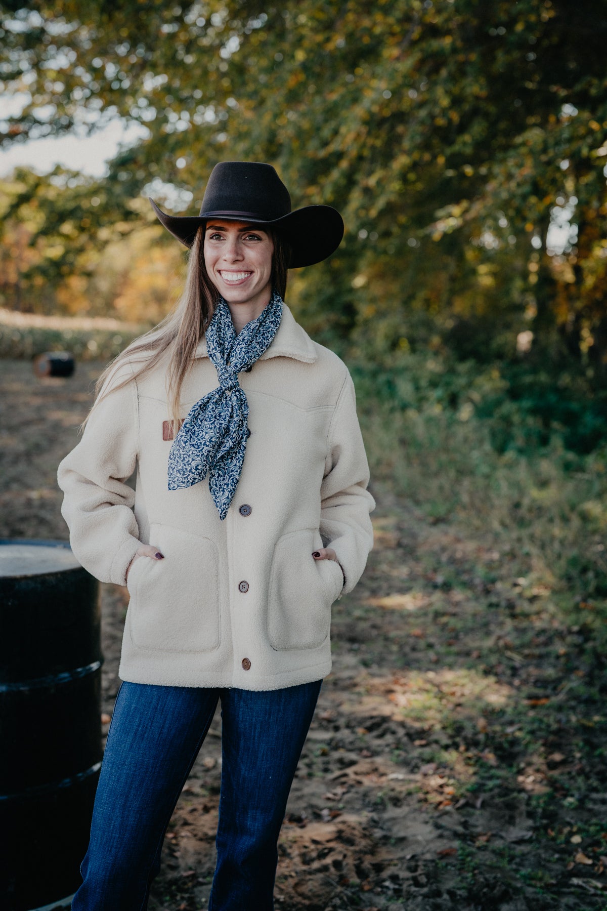 'Hana' Women's Reversible Tobacco Suede Sherpa Jacket by Kimes Ranch