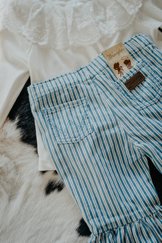 'Jayda' Wrangler Baby Girls Striped Denim Flare Jeans (0-3M to 4T)