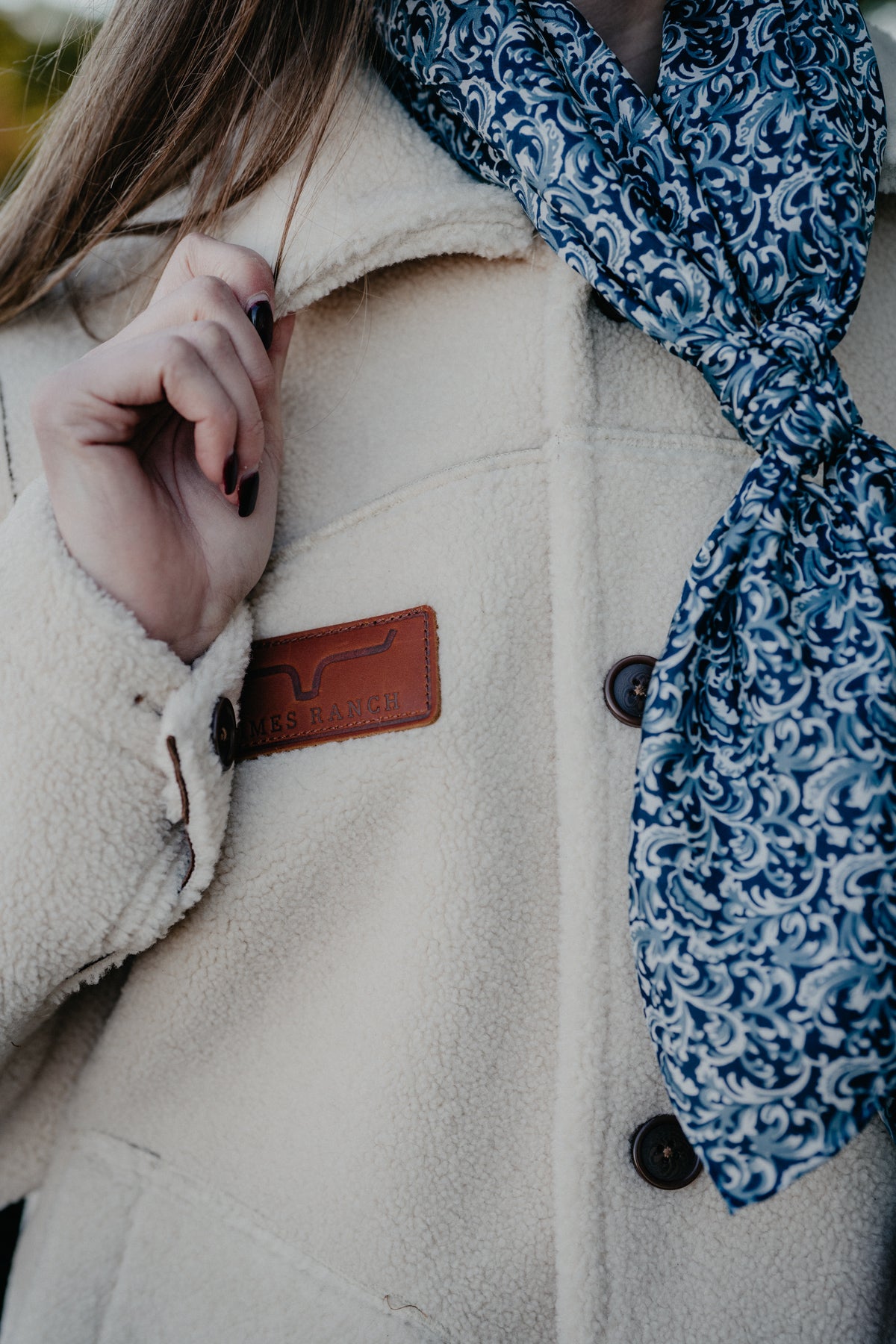 'Hana' Women's Reversible Tobacco Suede Sherpa Jacket by Kimes Ranch