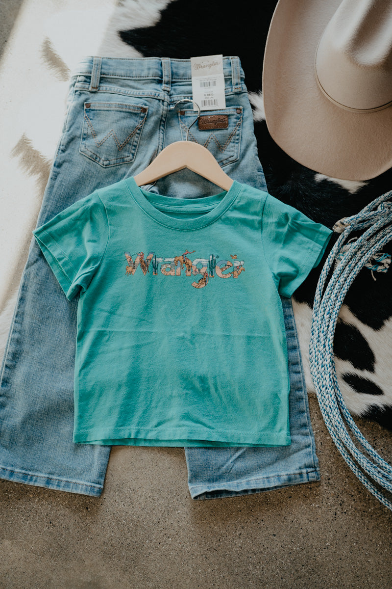 'Teagan' Teal Girl's Wrangler Short Sleeve Shirt (S-XL)