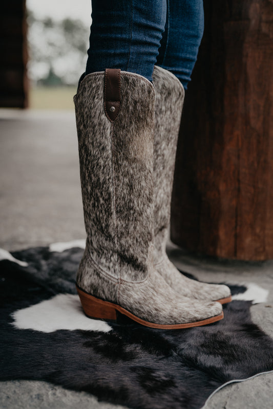 {Size 9 Regular Calf Width} 'Granizo Cafe' Tall Cowhide Boots by Liberty Black