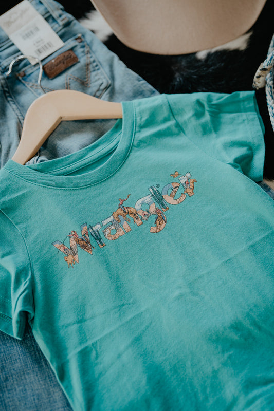 'Teagan' Teal Girl's Wrangler Short Sleeve Shirt (S-XL)