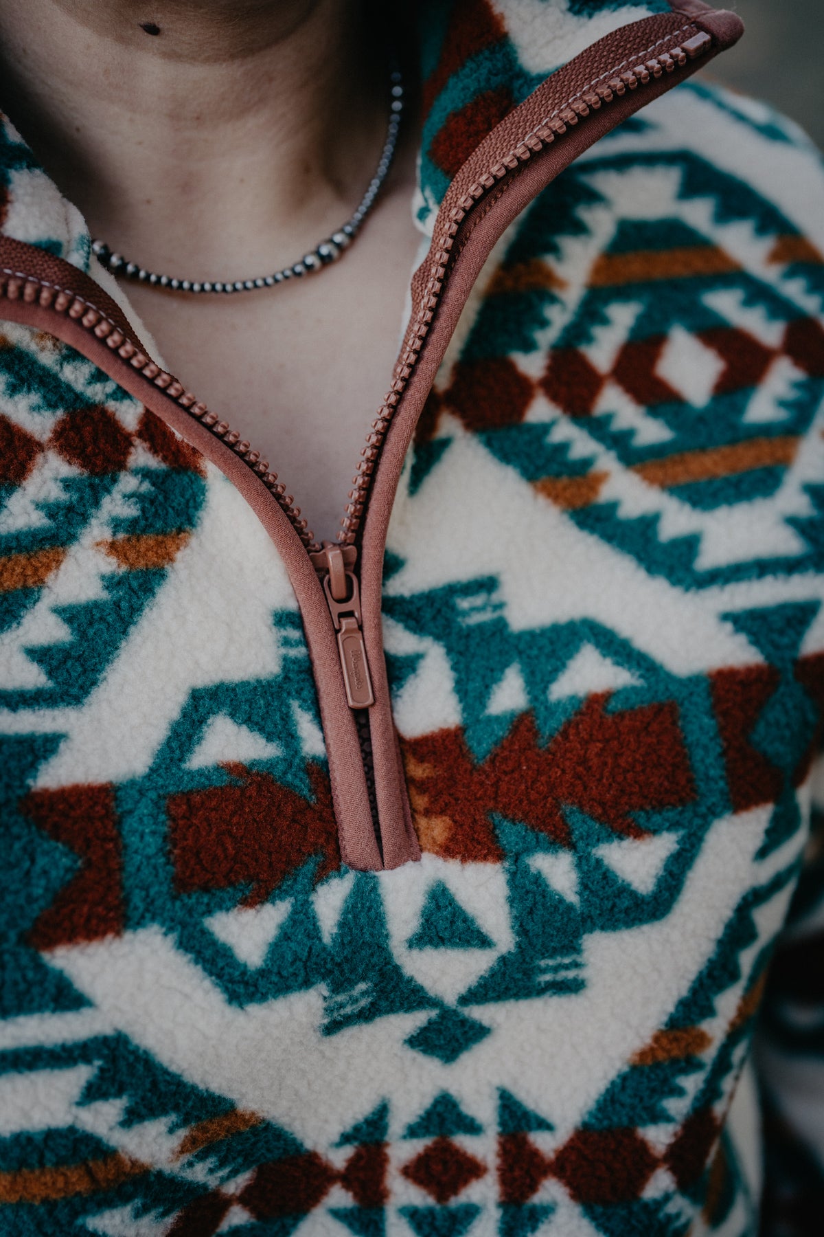 'Zyna' Women's Aztec Wrangler 1/4 Zip Sherpa Sweater