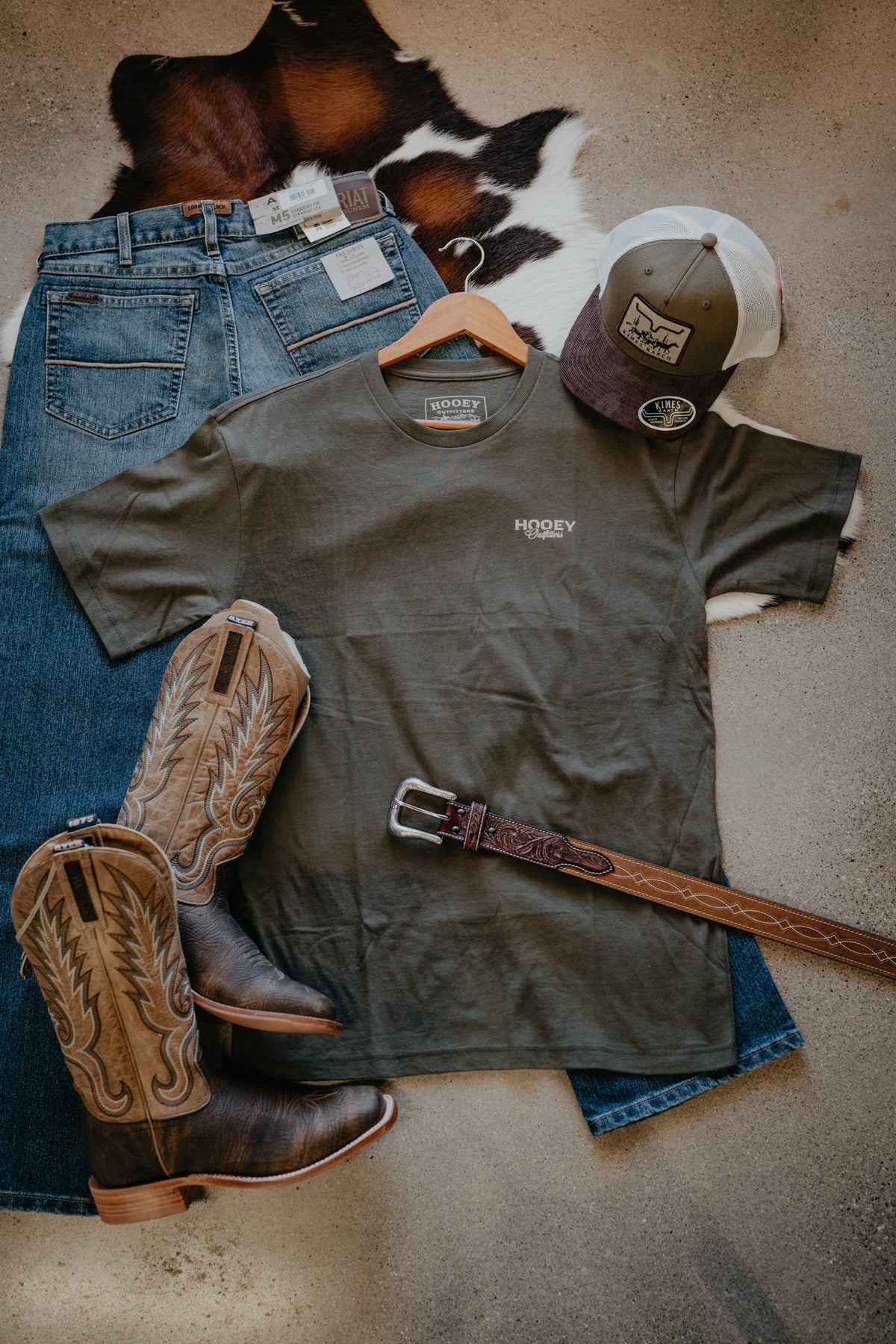 'Ray' Men's Olive Green Crew Neck T-Shirt With Birddog Logo