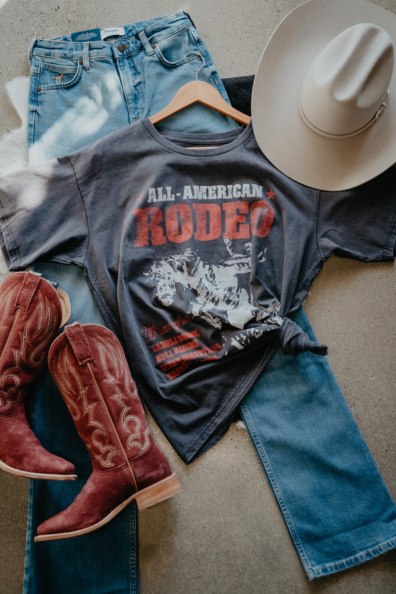 'All American Rodeo' Women's Wrangler Oversized Graphic T (XS - XXL)