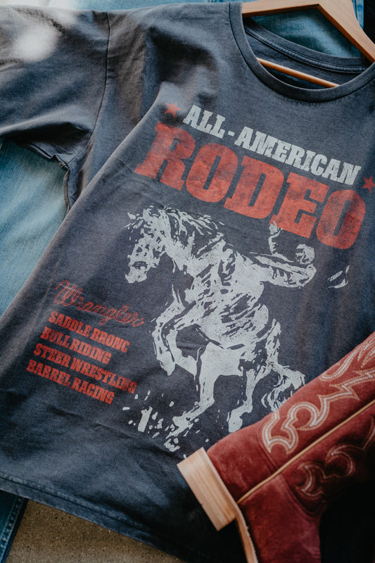 'All American Rodeo' Women's Wrangler Oversized Graphic T (XS - XXL)