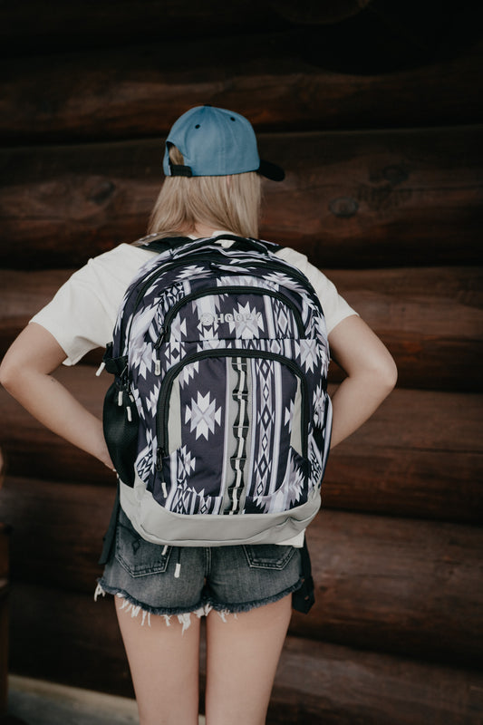 OX Hooey Backpack - Black / Grey Aztec Body with Grey Accents
