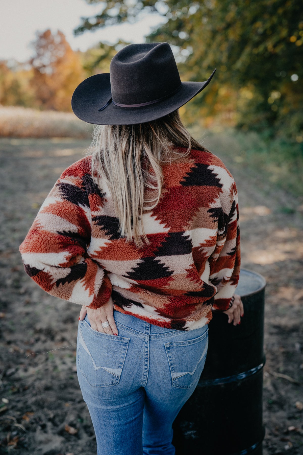 'Patches' Women's Hexagon Brown Patchwork Sherpa Sweater by Rock & Roll