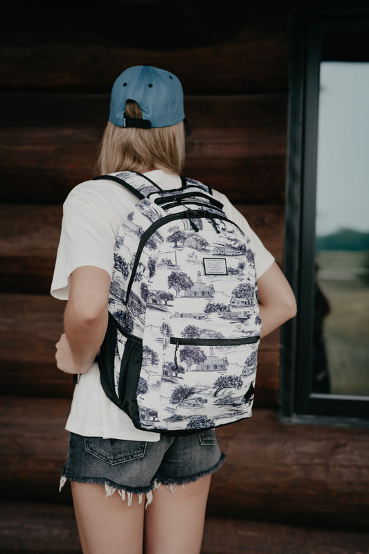 'Recess' Hooey Backpack - White / Black Print with Black Accents