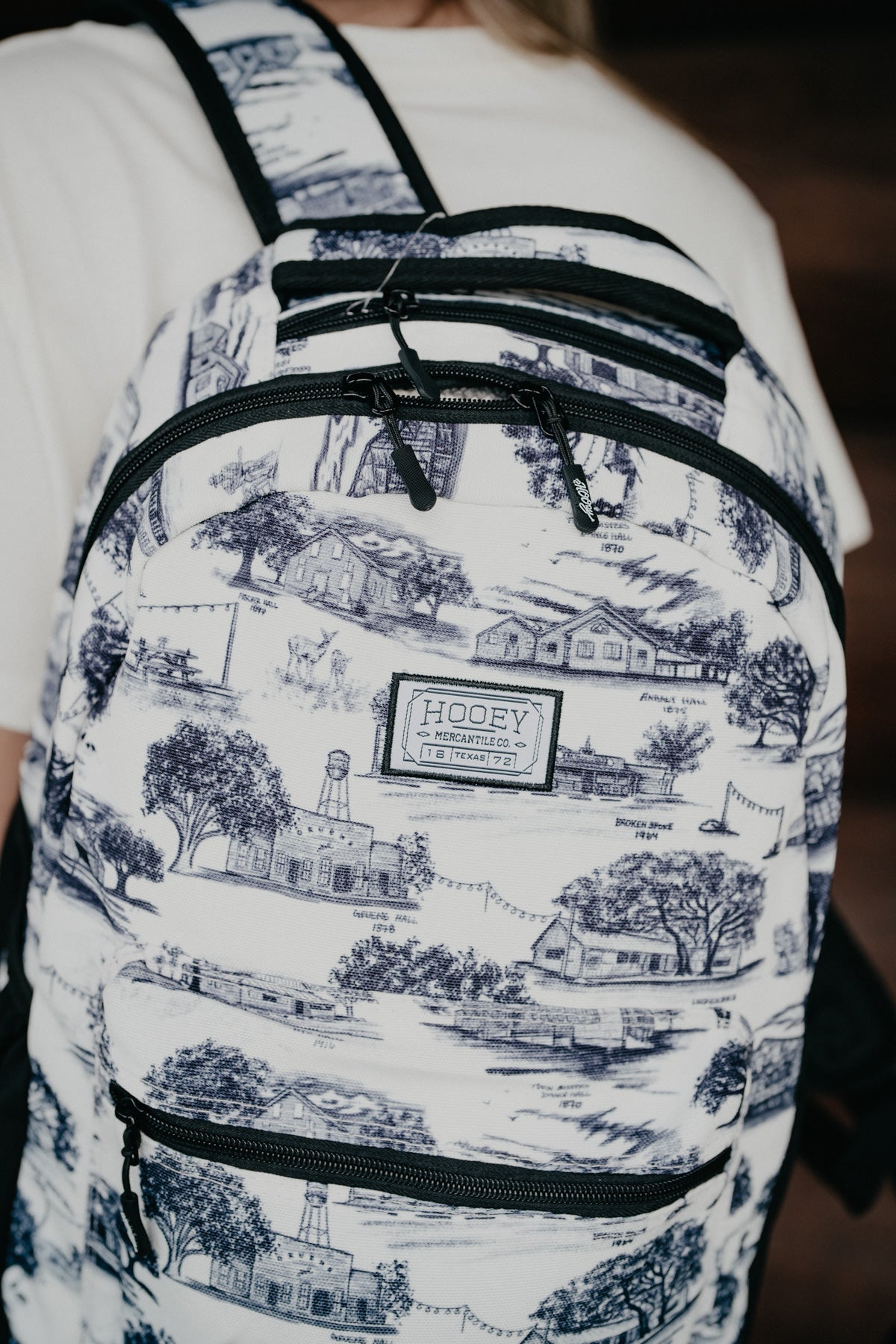 'Recess' Hooey Backpack - White / Black Print with Black Accents