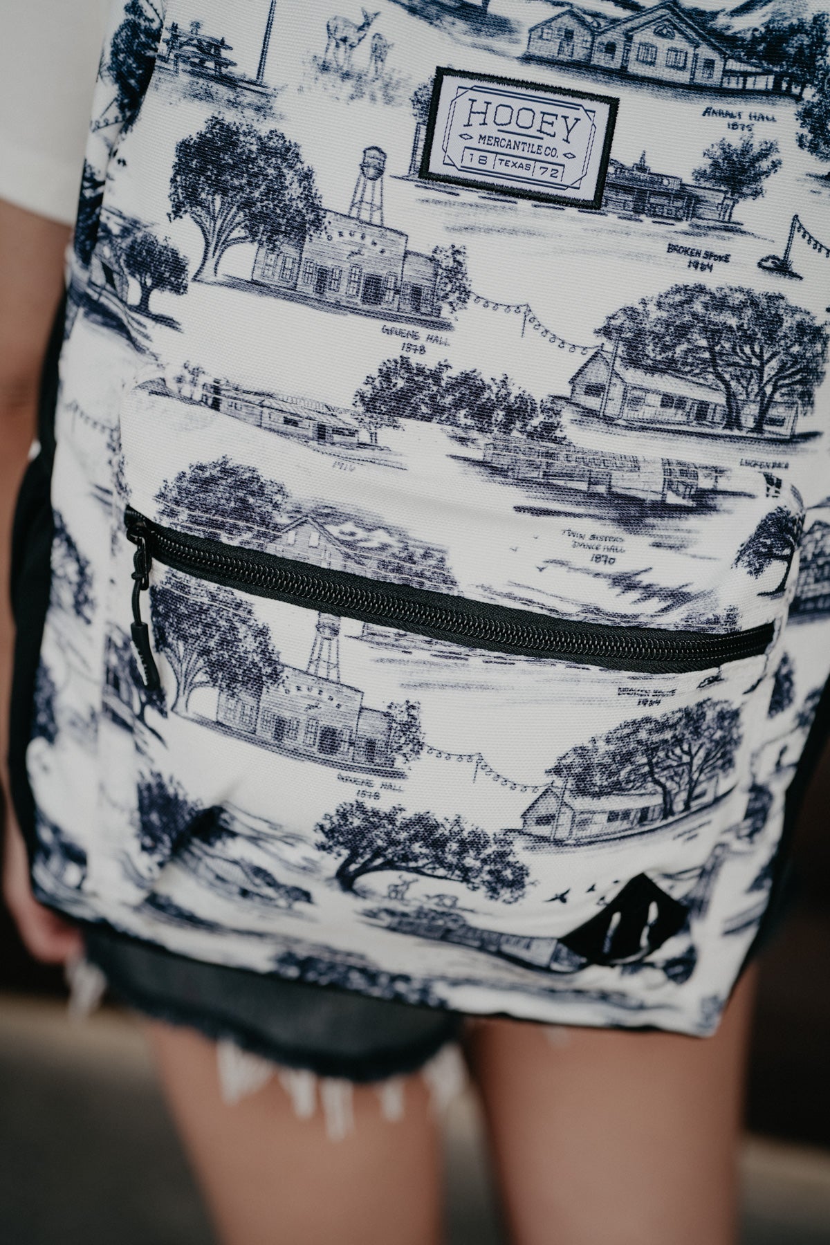 'Recess' Hooey Backpack - White / Black Print with Black Accents