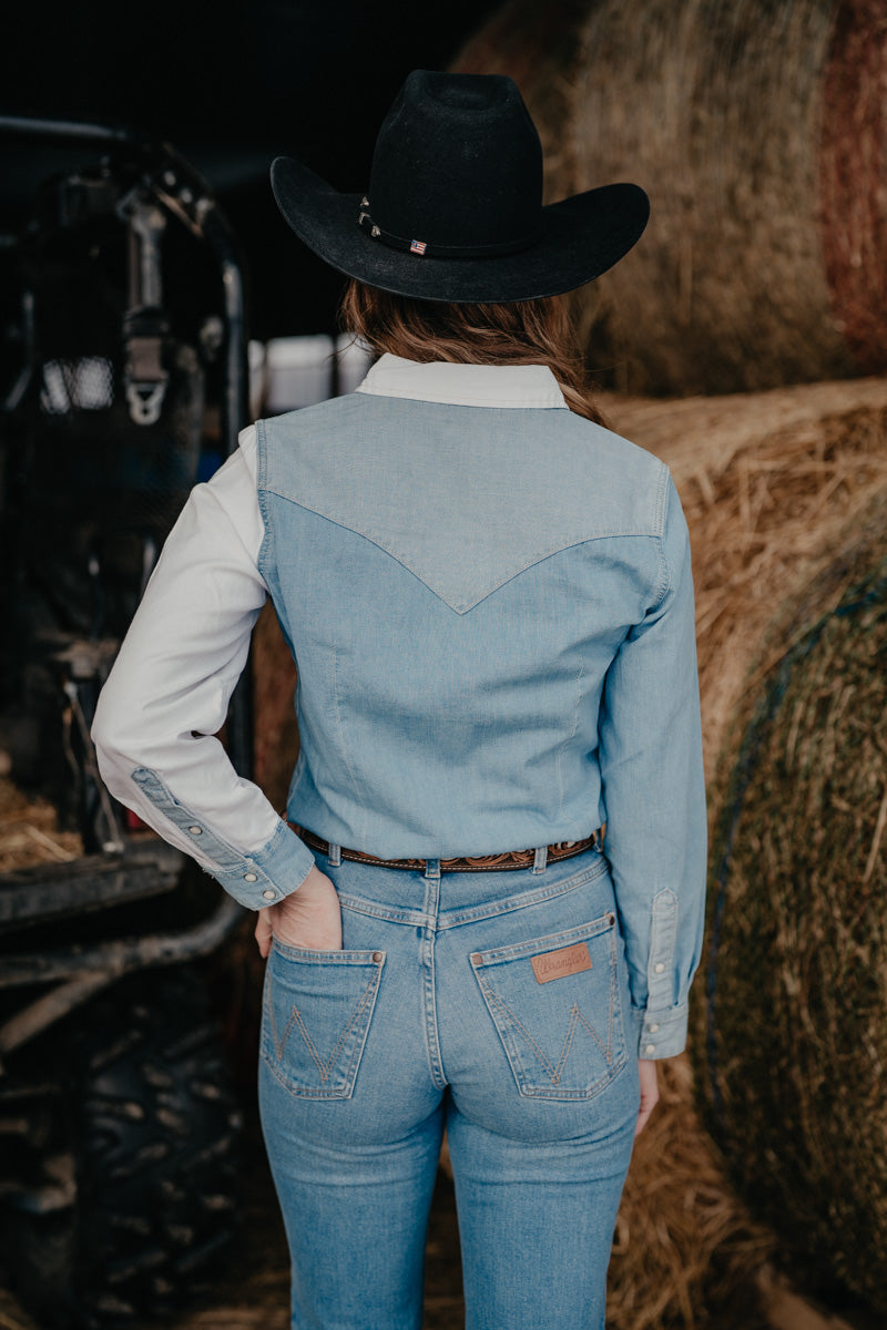 'Tilly' Wrangler Women's Snap Pieced Denim Top (XS-XXL) 112374832