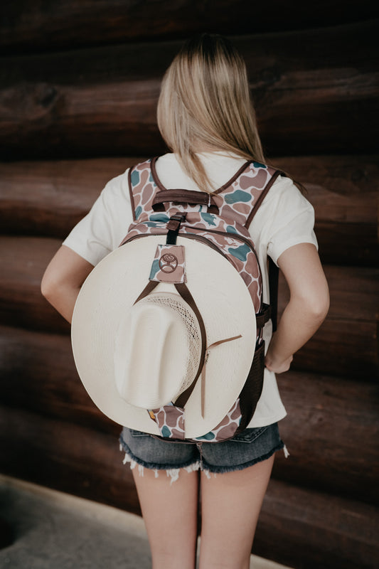 Rockstar Hooey Backpack Brown / Green Camo Pattern with Brown Accents