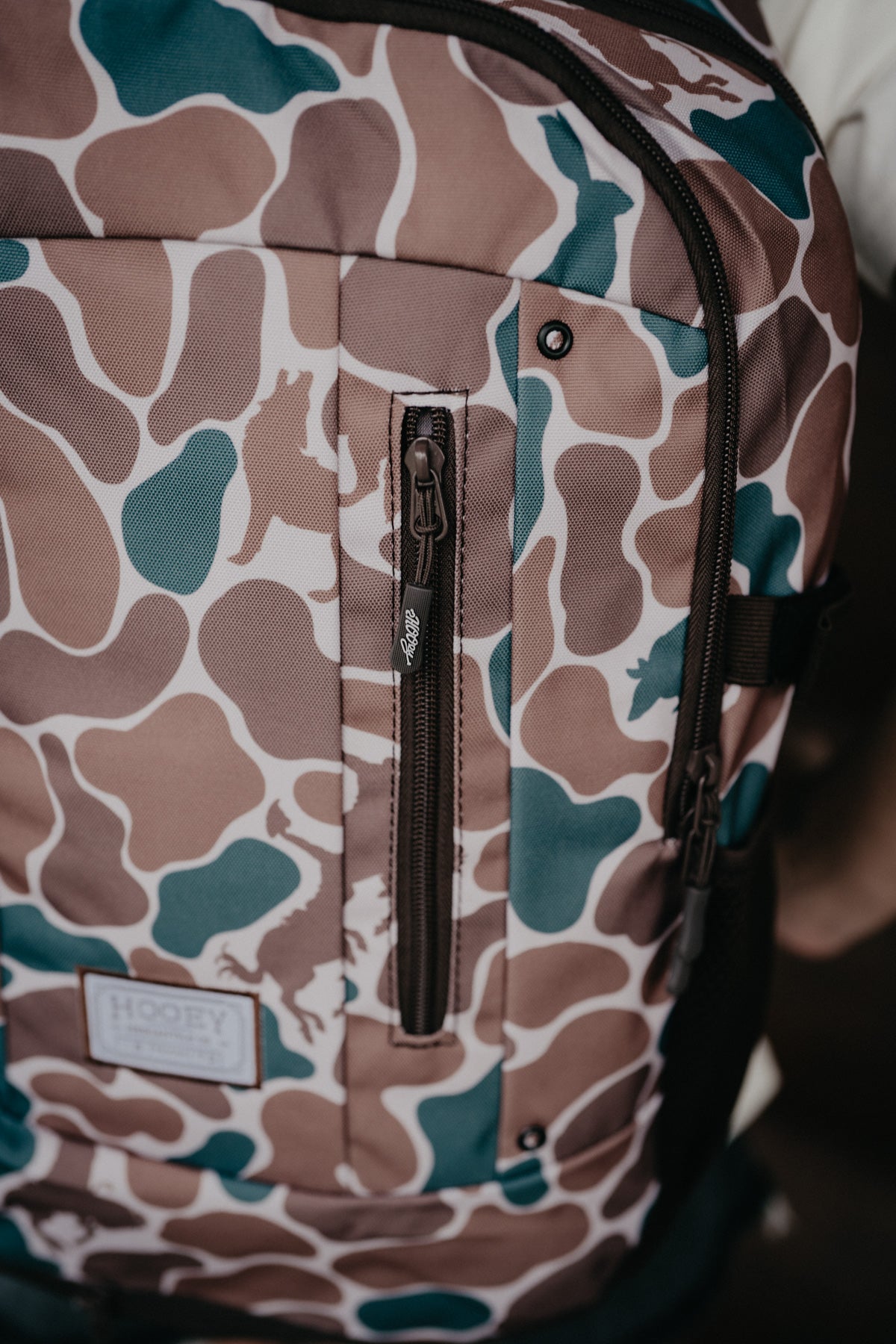 Rockstar Hooey Backpack Brown / Green Camo Pattern with Brown Accents