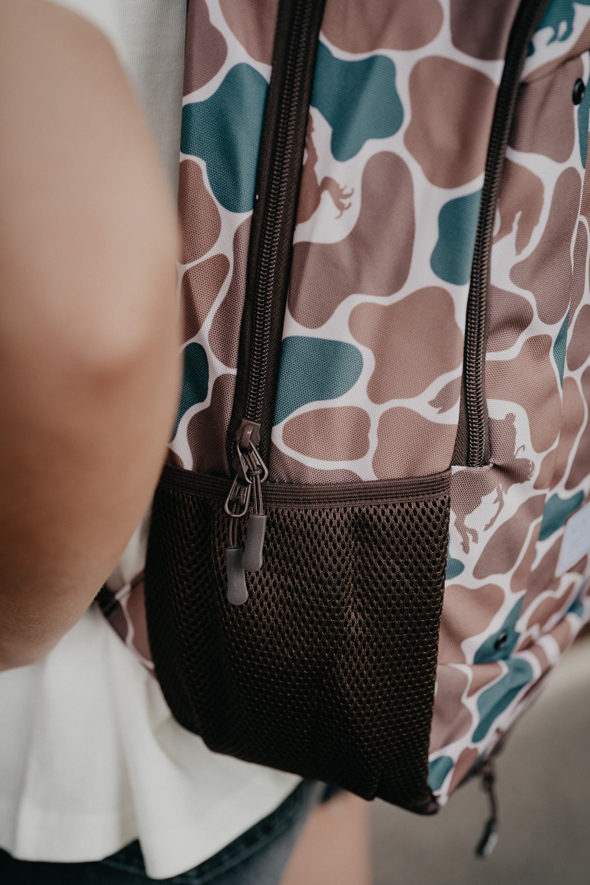 Rockstar Hooey Backpack Brown / Green Camo Pattern with Brown Accents