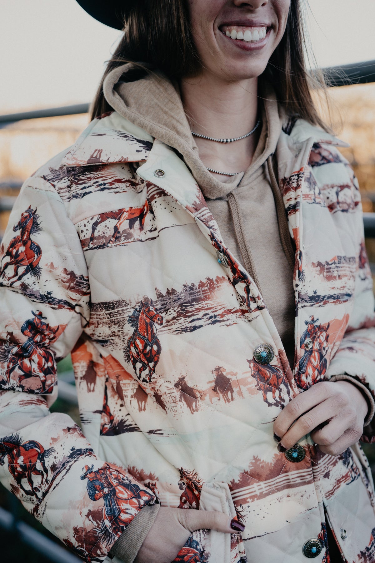 'Shayla' Western Horse Long Quilted Jacket (S-L)