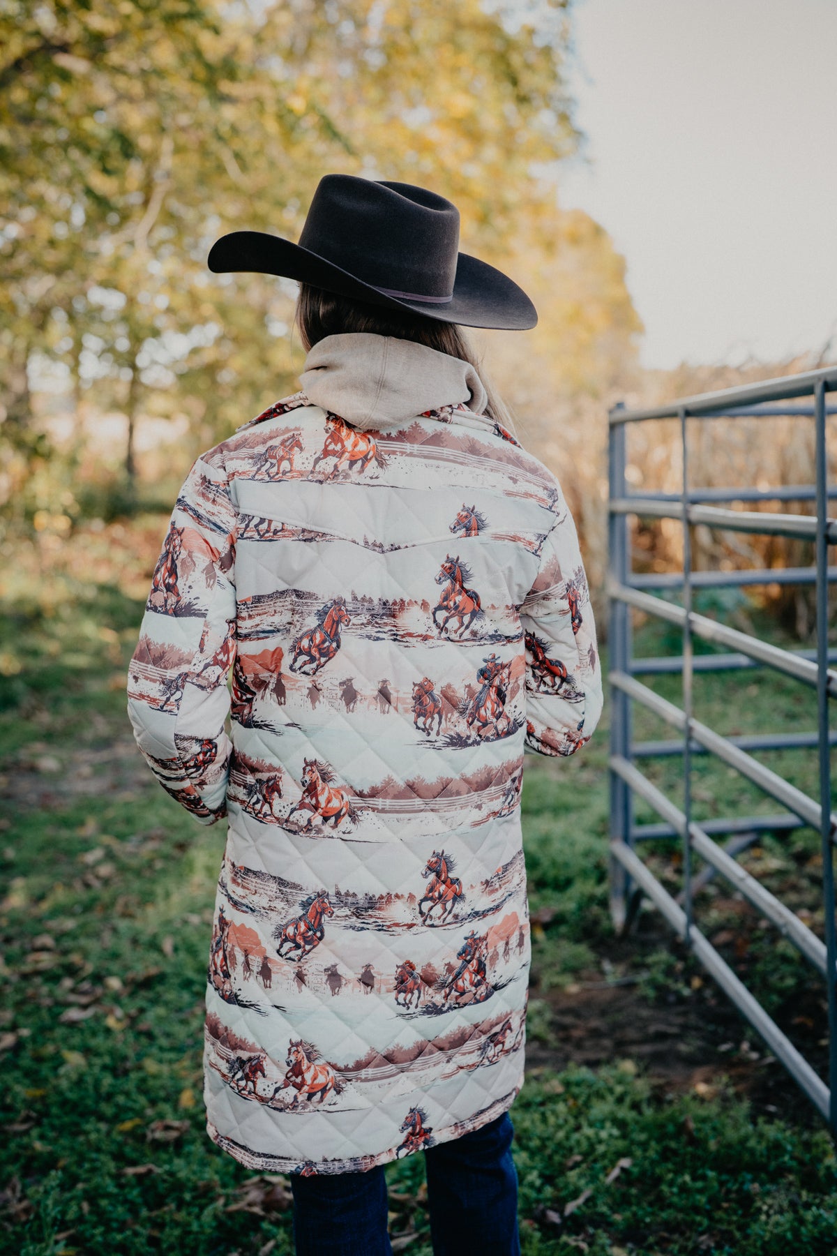 'Shayla' Western Horse Long Quilted Jacket (S-L)