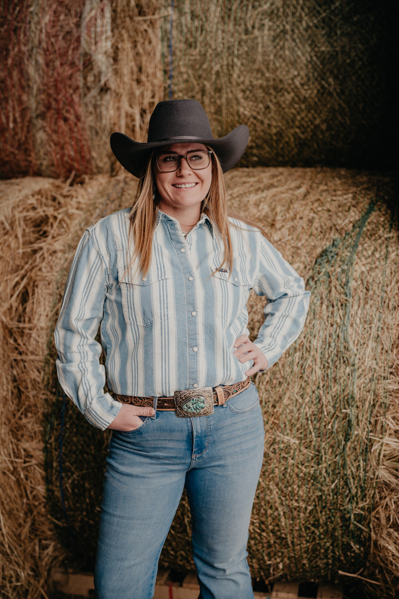 'Sedona' Wrangler Women's Pearl Snap Retro Pin Stripe (XS-XL)