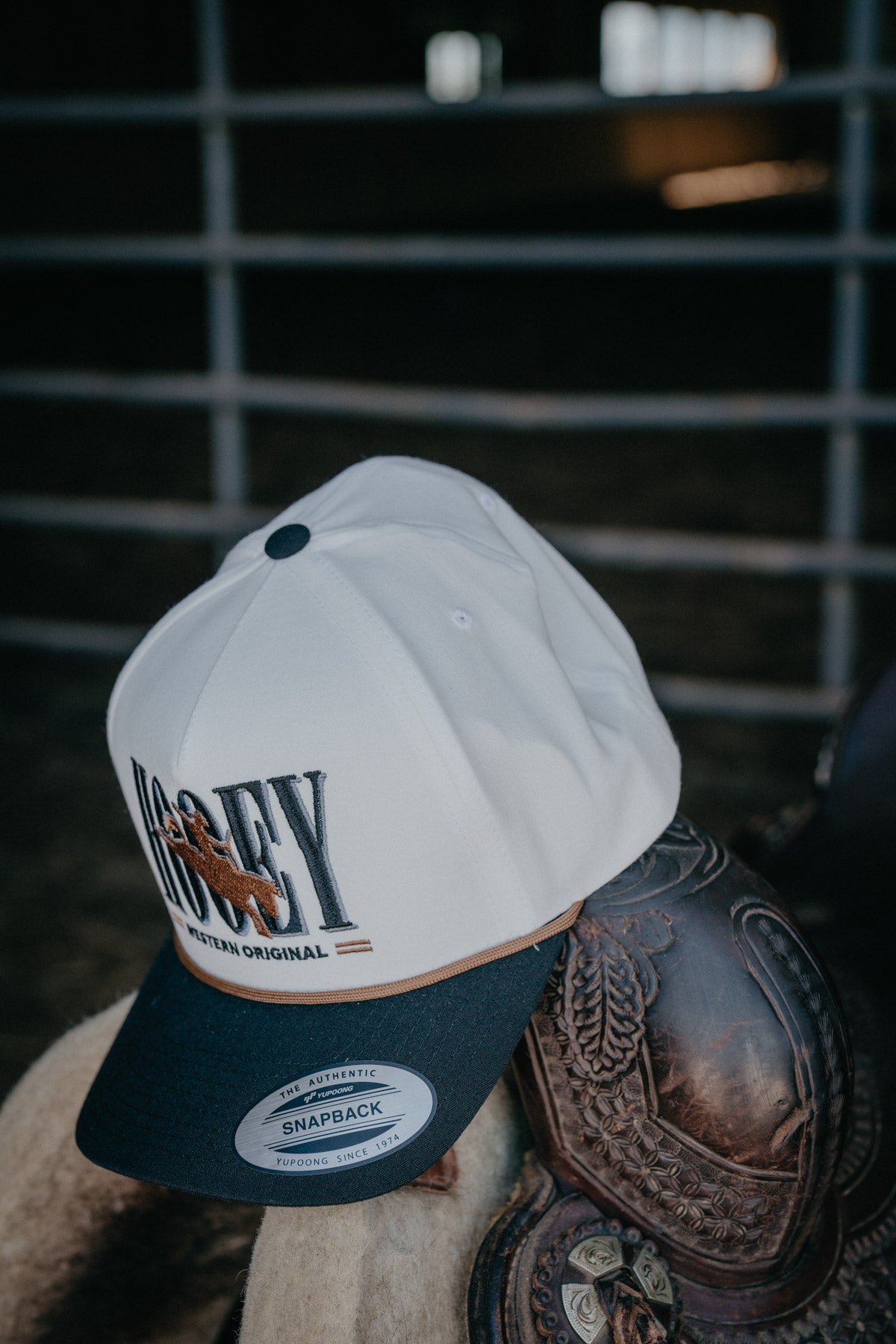 'Wild Ride' White 5-Panel Trucker Hat with Brown/Black Logo By Hooey