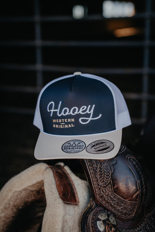 'OG' Black/White 5-Panel Trucker Hat with White Stitching By Hooey