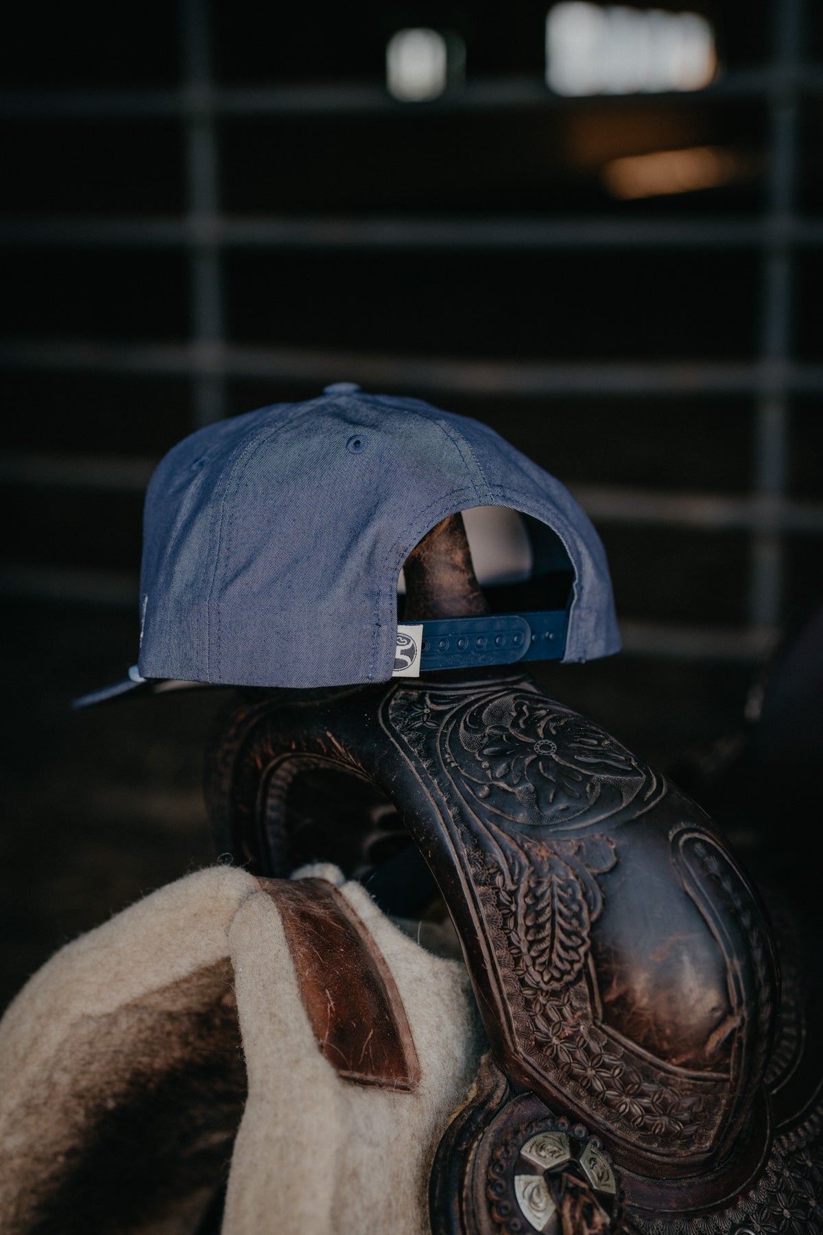 'Loop' Blue 5-Panel Trucker Hat with Blue/Gold Rectangle Patch By Hooey
