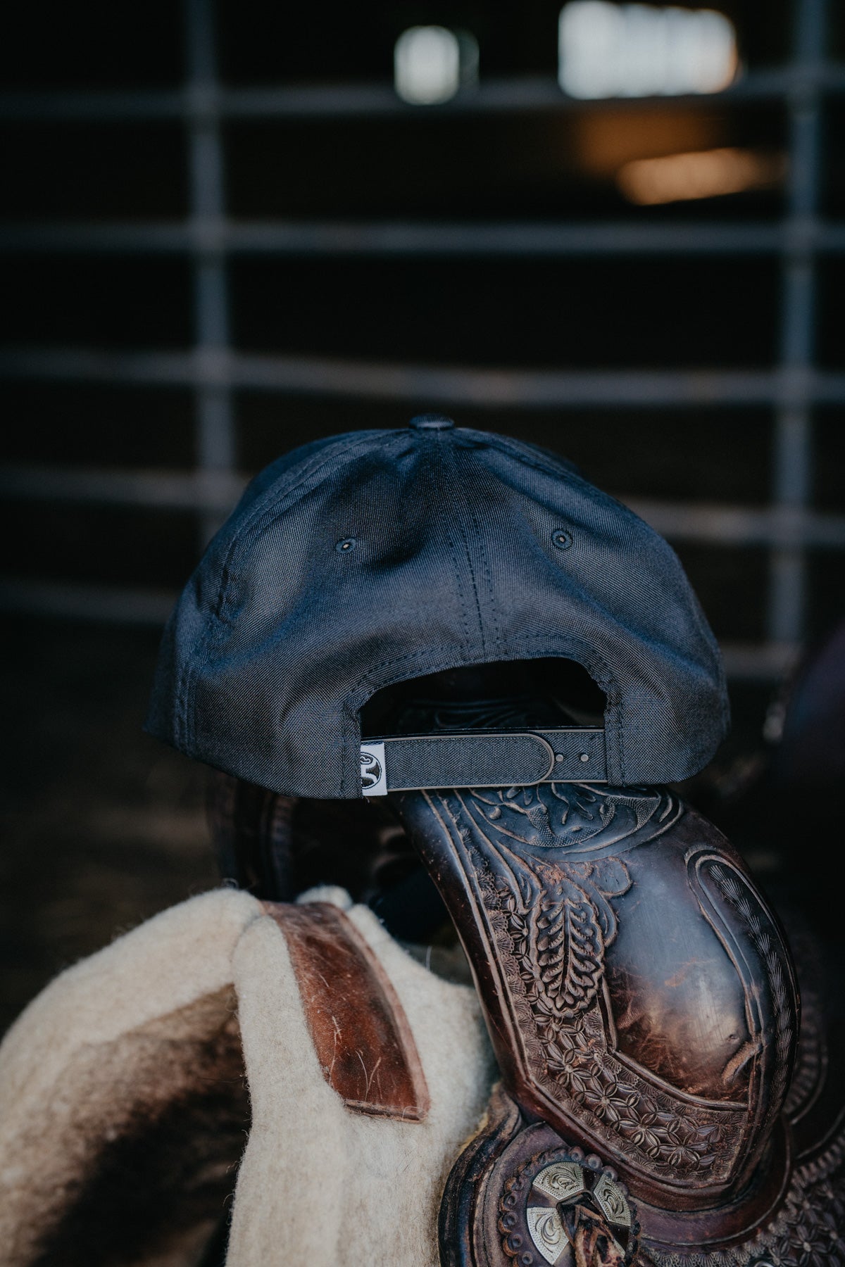 'Mark Out' Black 5-Panel Trucker Hat with White Stitching By Hooey