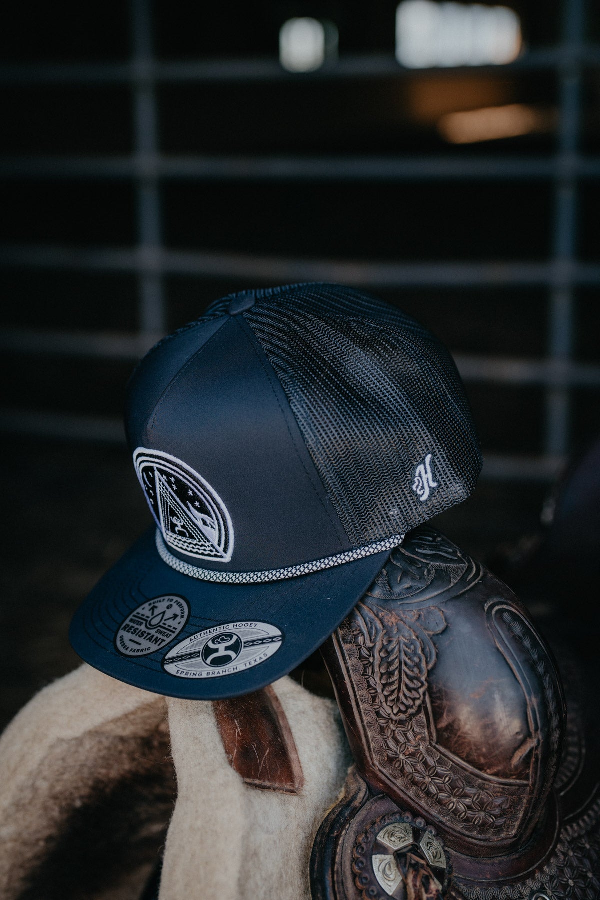 'Hooey Music' Black 5-Panel Trucker Hat with White/Black Patch By Hooey