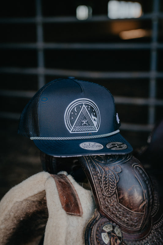 'Hooey Music' Black 5-Panel Trucker Hat with White/Black Patch By Hooey