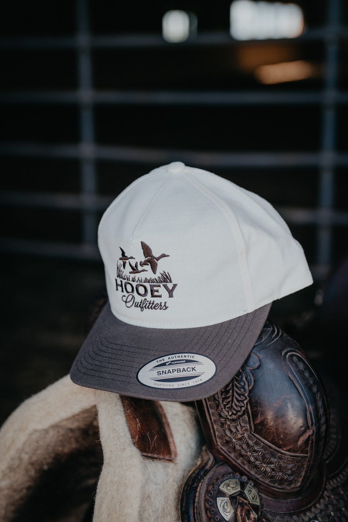'Decoy' Cream 5-Panel Trucker with Brown Logo By Hooey