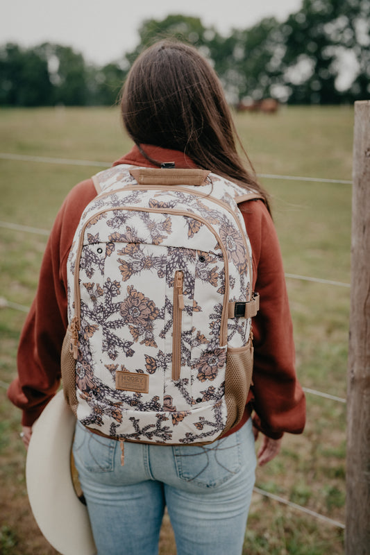 Rockstar Hooey Backpack Cream / Multi Colour Cacti Print with Tan Accents