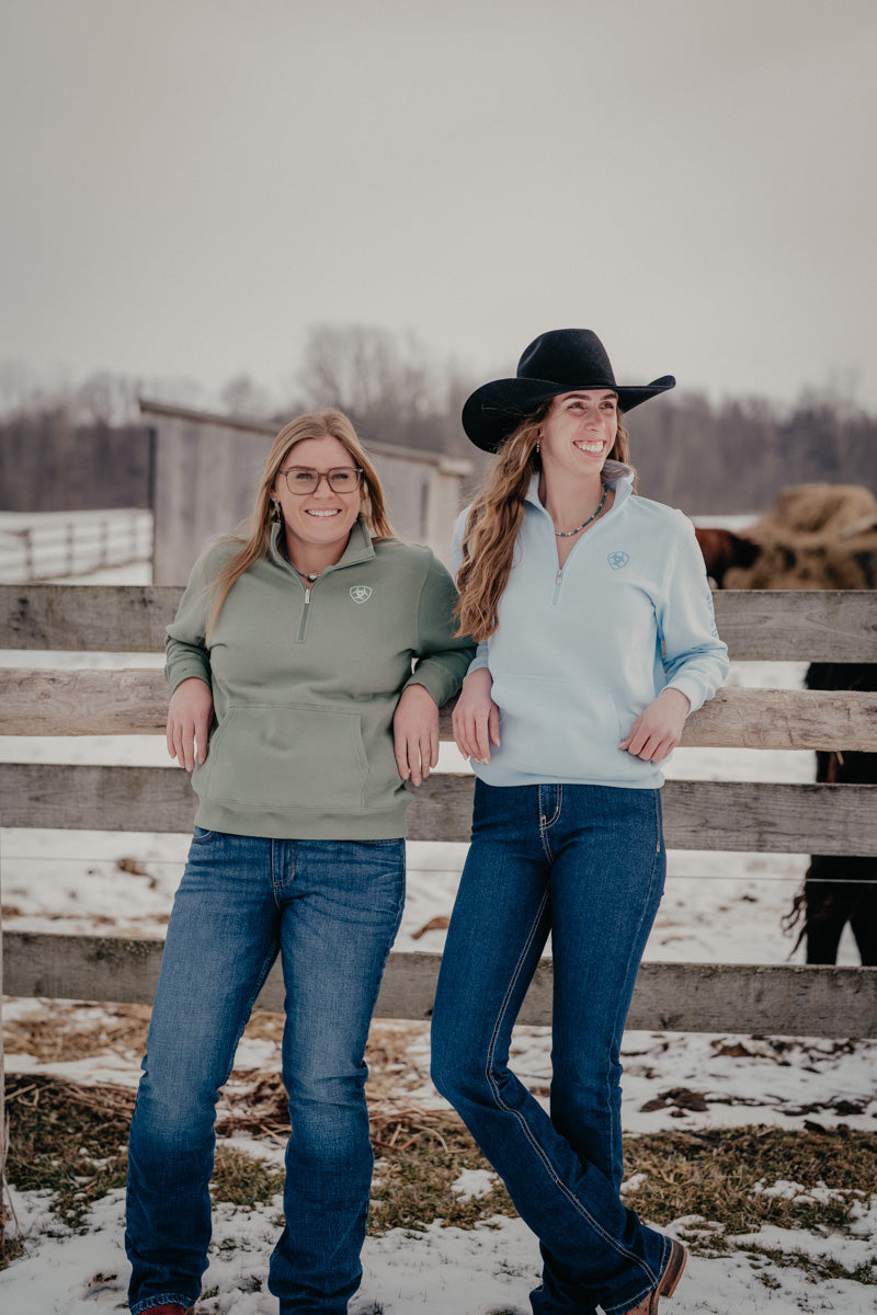 'Fiona' Women's Ariat Foundation Logo 1/2 Zip Sweatshirt (XS-XXL)