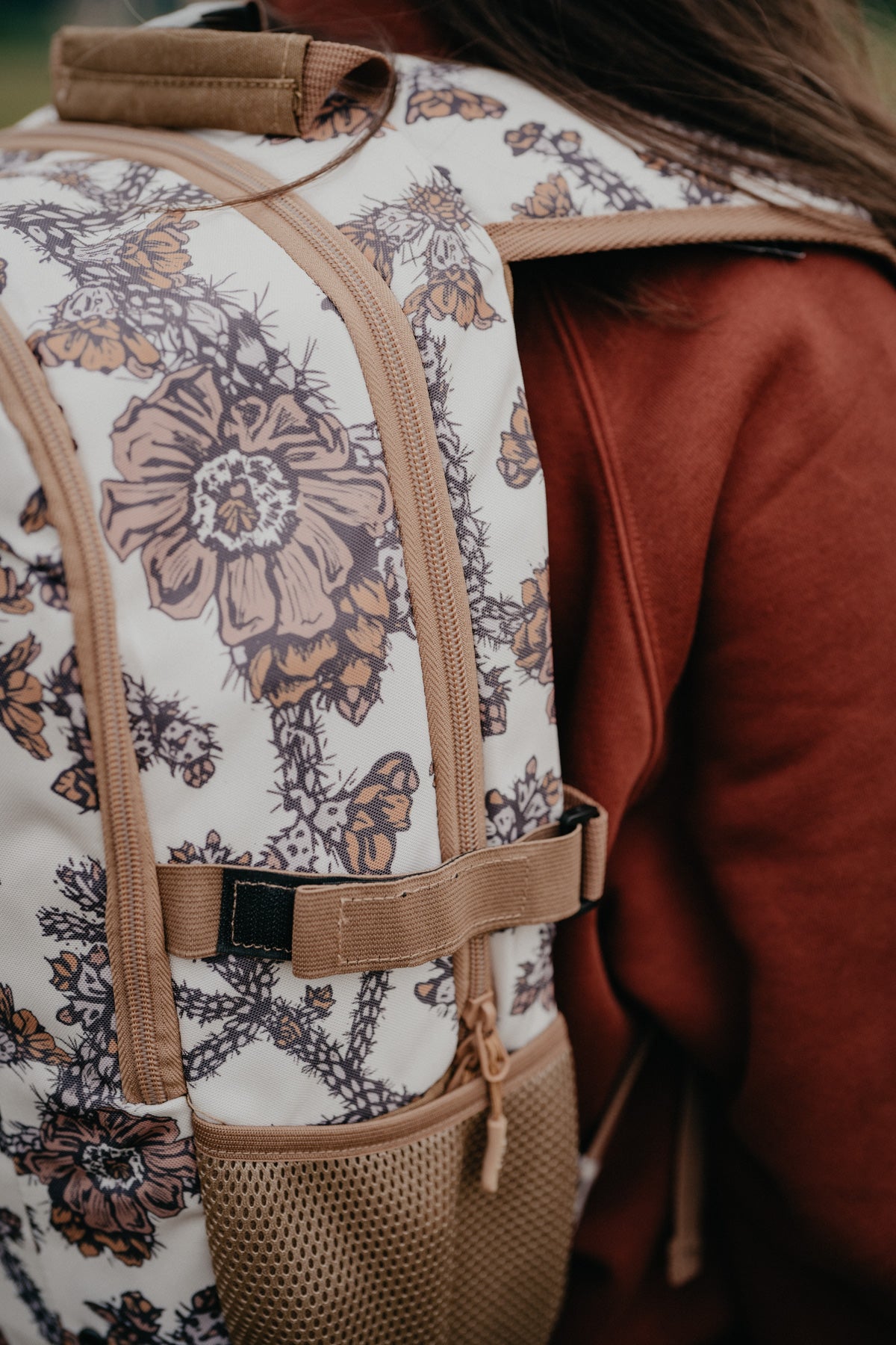 Rockstar Hooey Backpack Cream / Multi Colour Cacti Print with Tan Accents