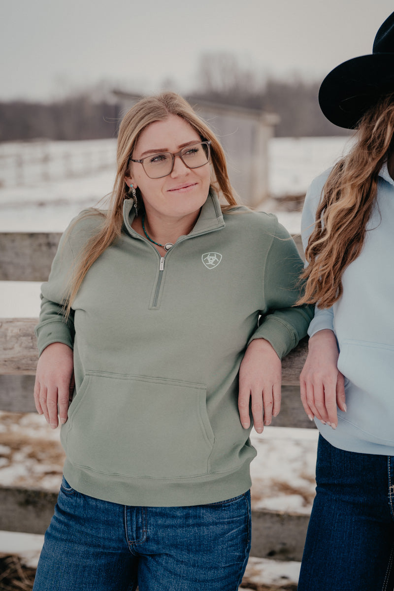 'Fiona' Women's Ariat Foundation Logo 1/2 Zip Sweatshirt (XS-XXL)