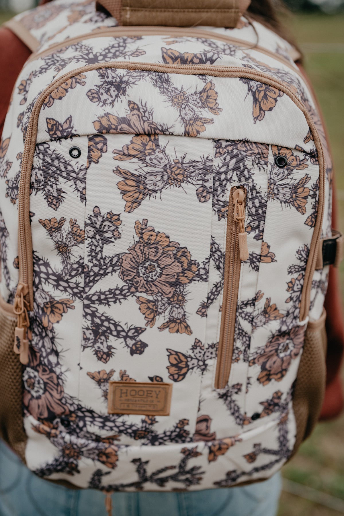 Rockstar Hooey Backpack Cream / Multi Colour Cacti Print with Tan Accents