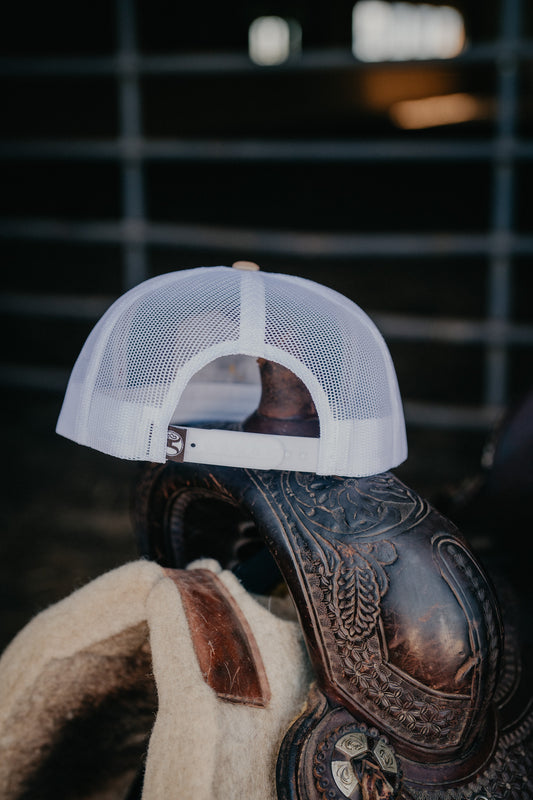 'Salado' Tan/White 5-Panel Trucker Hat with White/Black/Tan Patch By Hooey