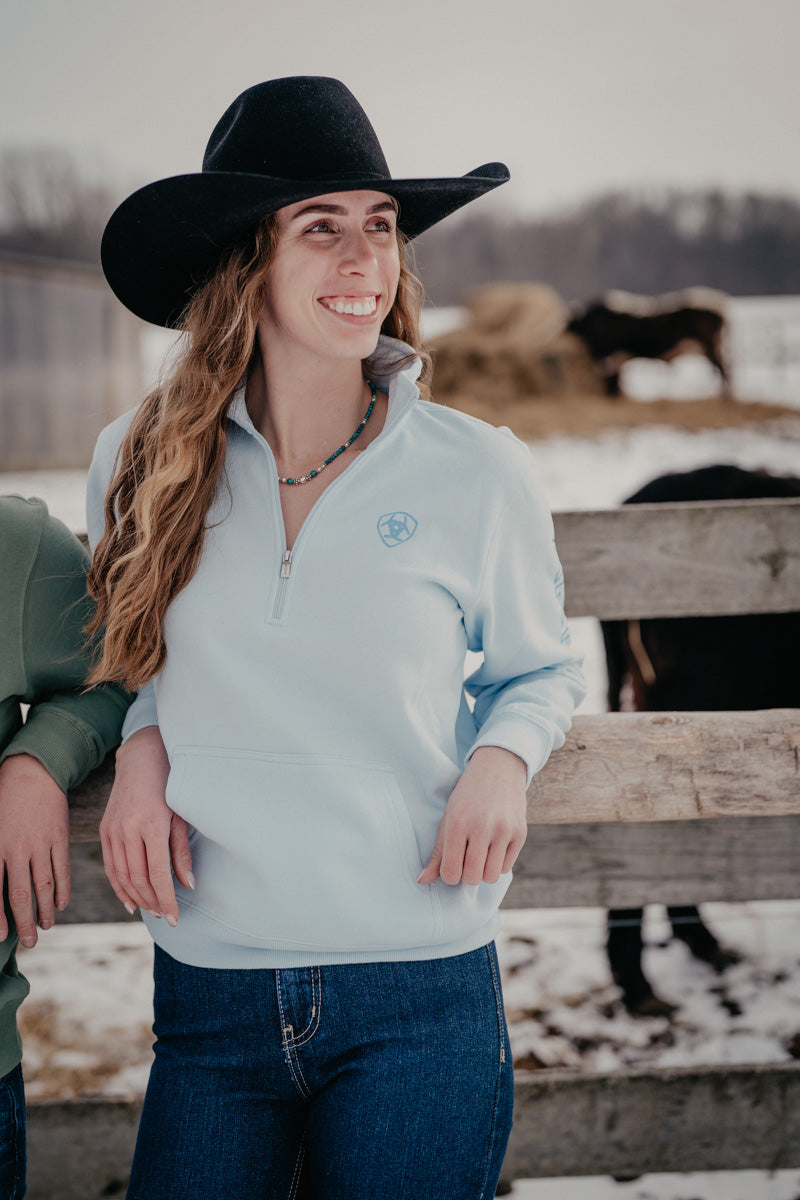 'Fiona' Women's Ariat Foundation Logo 1/2 Zip Sweatshirt (XS-XXL)