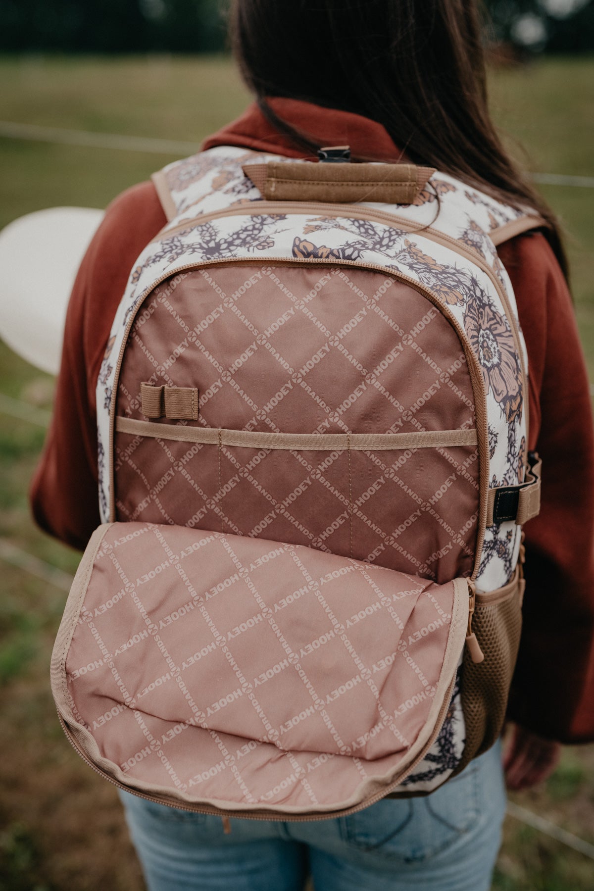 Rockstar Hooey Backpack Cream / Multi Colour Cacti Print with Tan Accents