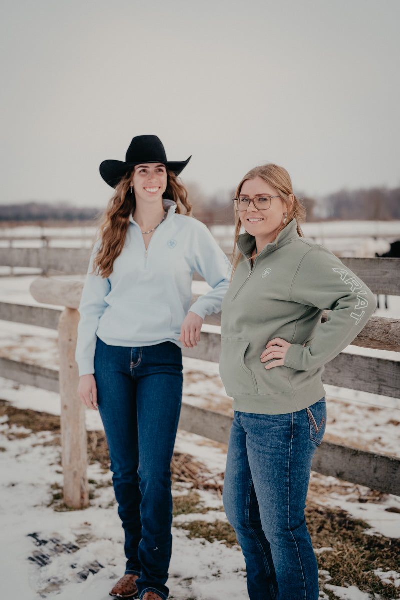 'Fiona' Women's Ariat Foundation Logo 1/2 Zip Sweatshirt (XS-XXL)