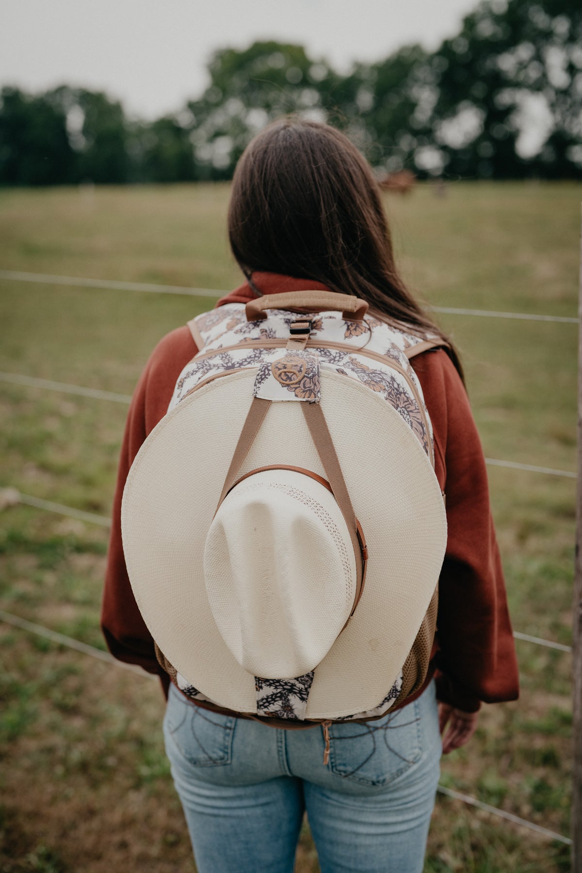 Rockstar Hooey Backpack Cream / Multi Colour Cacti Print with Tan Accents