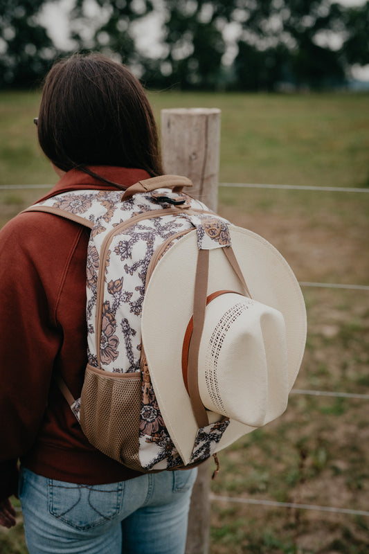 Rockstar Hooey Backpack Cream / Multi Colour Cacti Print with Tan Accents