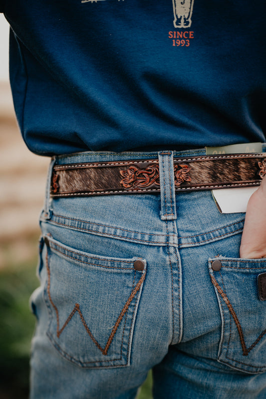 Cowhide Inlay Leather Belt (Youth & Adult Sizes)