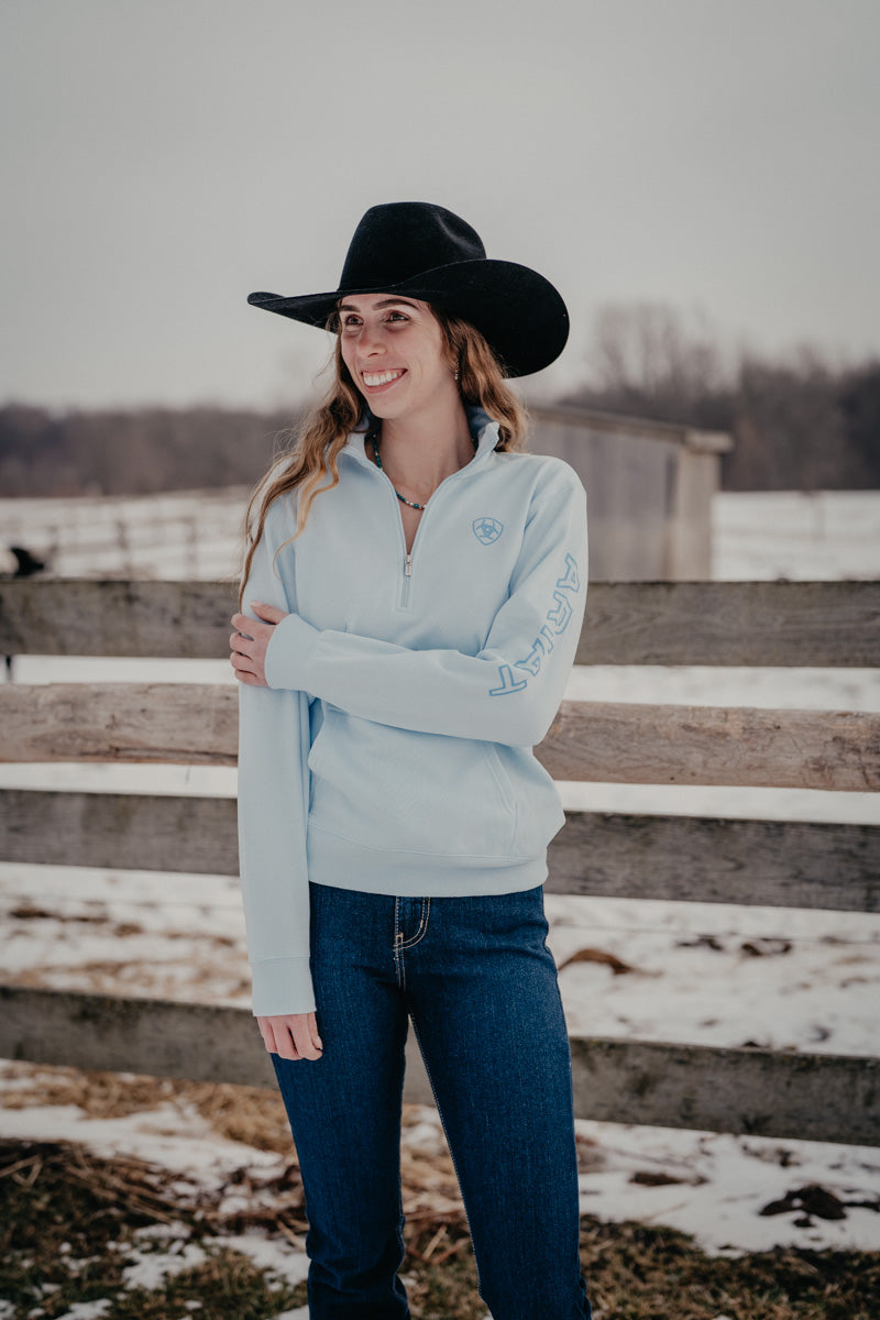 'Fiona' Women's Ariat Foundation Logo 1/2 Zip Sweatshirt (XS-XXL)