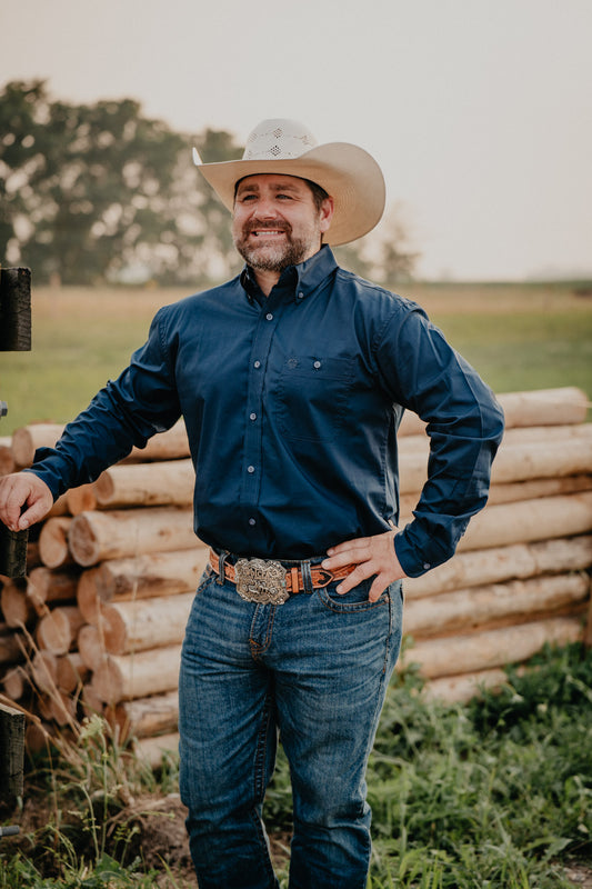 'Earl' Men's Deep Blue Button Up by Wrangler George Strait (S-XXL)