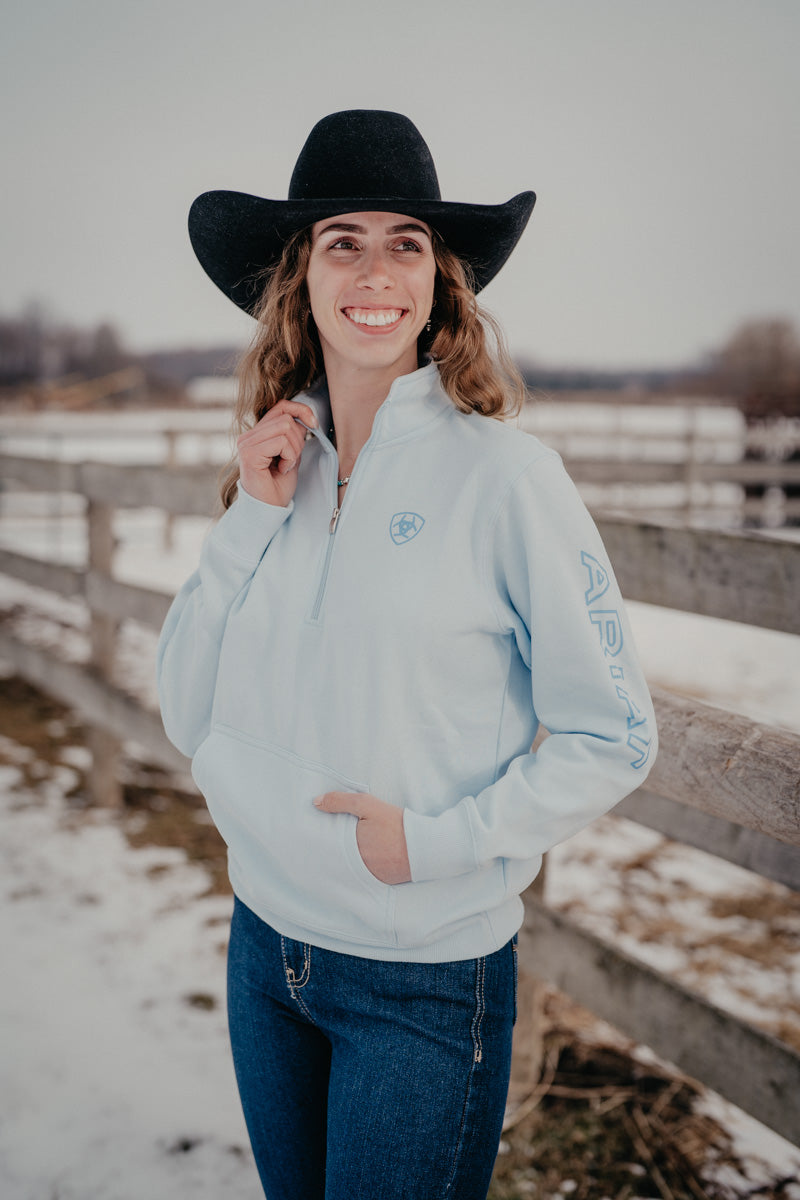 'Fiona' Women's Ariat Foundation Logo 1/2 Zip Sweatshirt (XS-XXL)