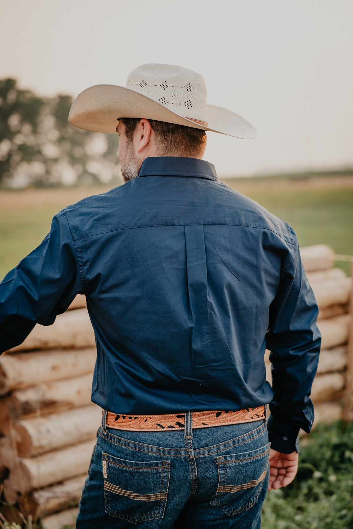 'Earl' Men's Deep Blue Button Up by Wrangler George Strait (S-XXL)