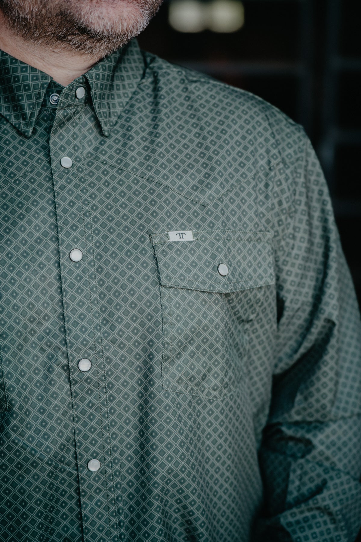 'Buddy' Men's Forest Green Long Sleeve Pearl Snap by Ferrell (S & XL ONLY)